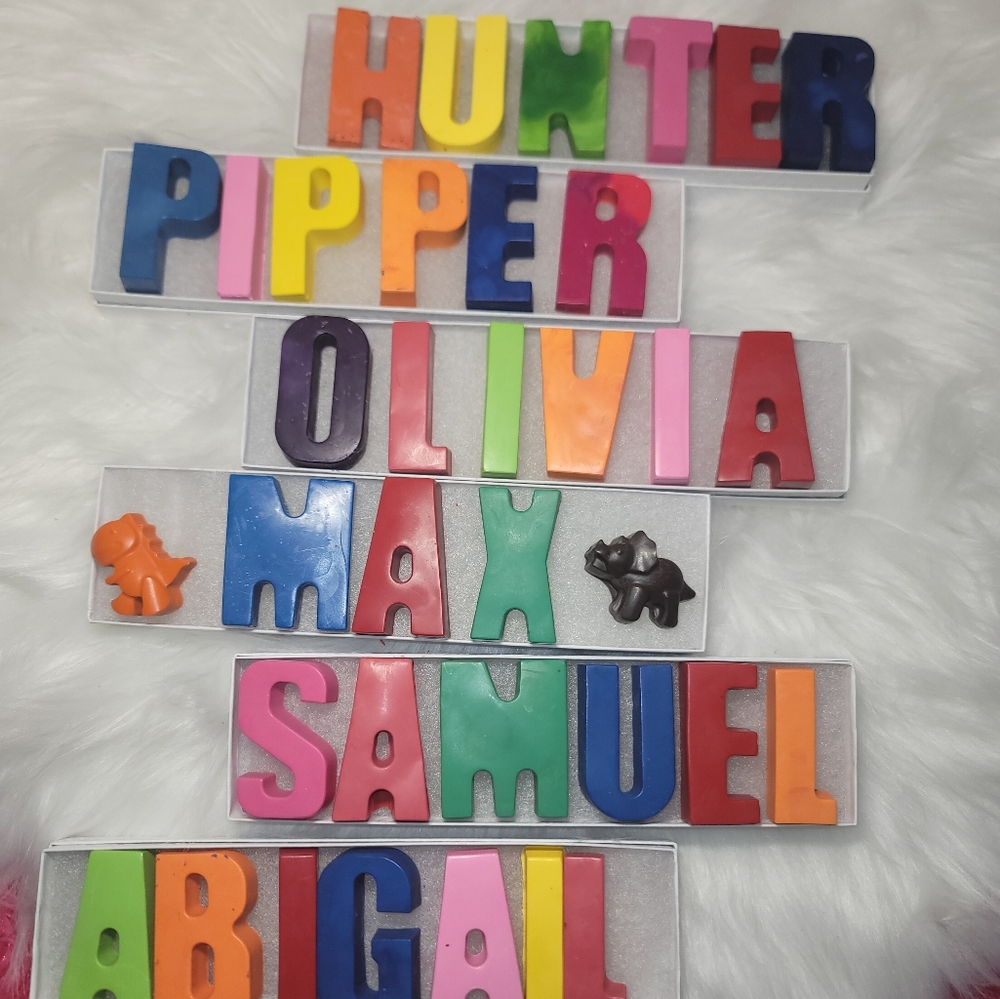 Personalized hand-made Non Toxic Crayons. We can make any name you wish. 😍